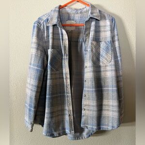 Grey and Blue Button Down Flannel